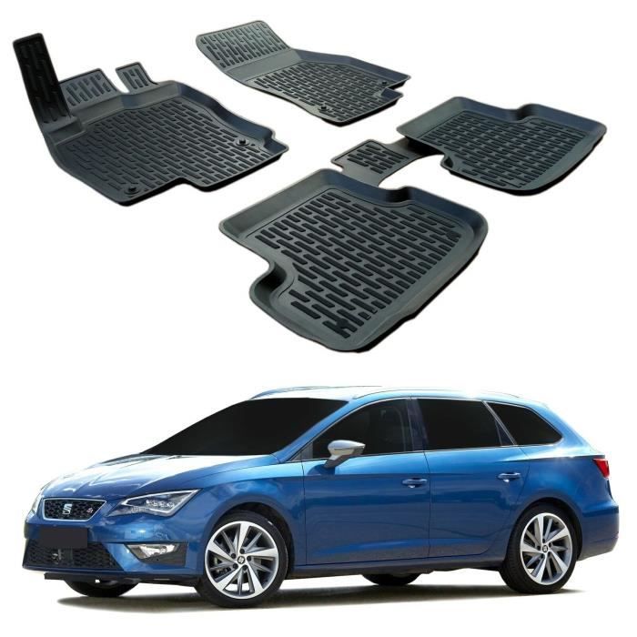 Tapis De Sol En Caoutchouc Premium - SCOUTT - Volkswagen SEAT LEON 3 - 3D Design - Résistant - Flexible