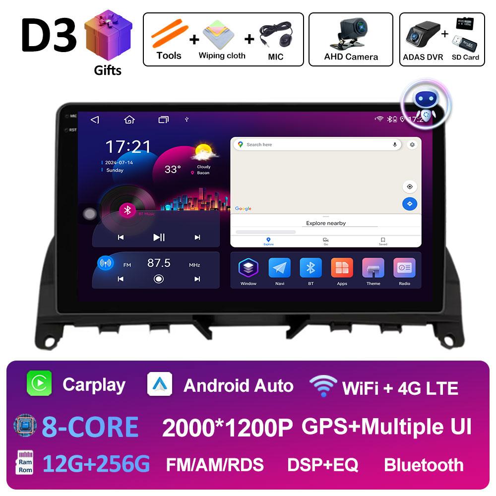 Pentru Mercedes Benz C Class3 W204 S204 2006 2007 2008 2009 2010 2011 Sistem Inteligent Android 14 Bluetooth Ventilator de Răcire GPS Navi