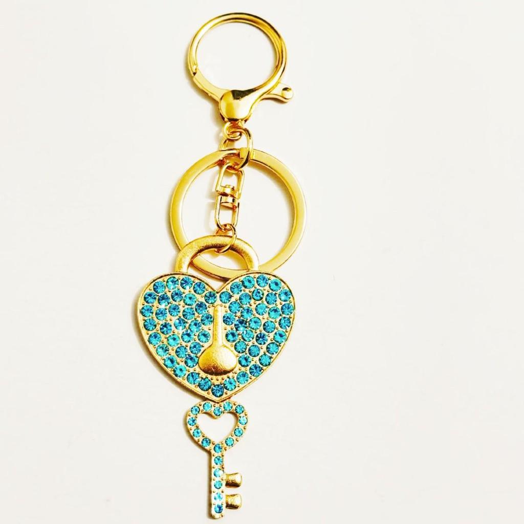Versatile Heart Keychain Pendant with Full Diamond Design