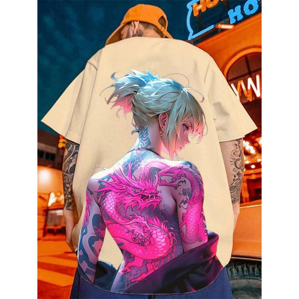 New Anime Pattern Printing Men's T-Shirt Tops Summer T Shirt Short Sleeved Clothing Loose Oversized Casual Street Tees Men Tops