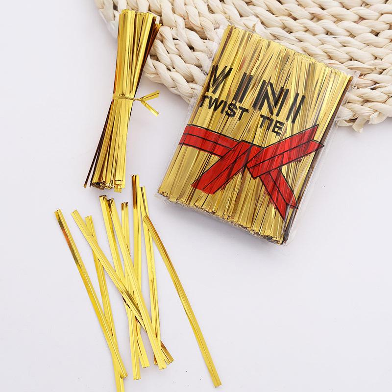 800pcs 6/8/10cm Gold/silver Metallic Twist Ties Wire Sealing Binding Wire For Plastic Lollipop Candy Bags Party Gifts