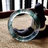 Ice-Clear Natural Jadeite Bangle - Floating Flower Design, Myanmar Jade, Women's Gift Style