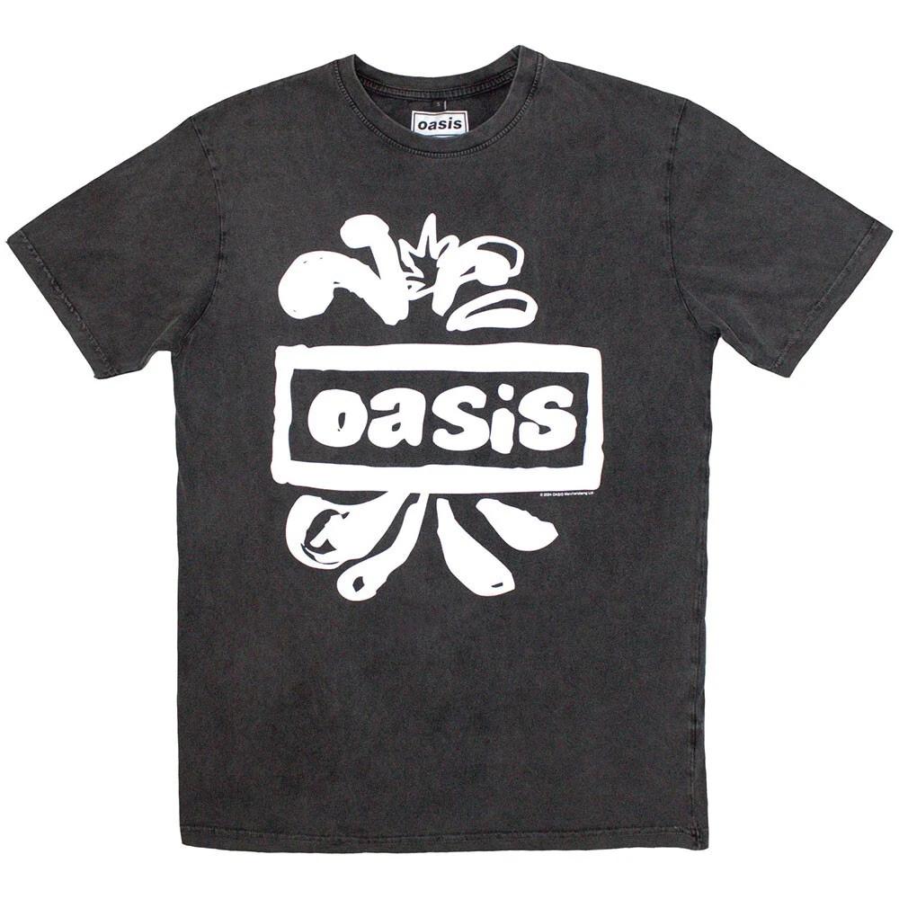 

Oasis Logo Splat Charcoal Grey Stone Wash T shirt - NEW OFFICIAL S