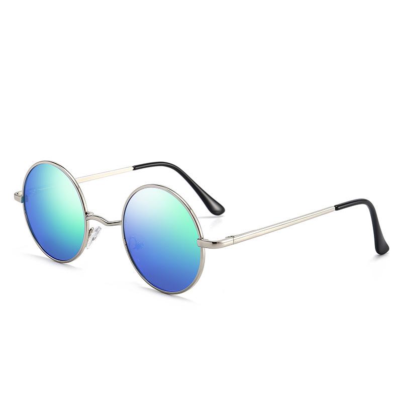 Retro European & American Round Polarized Sunglasses with Colorful Reflective Lenses for Men & Women - Model 8030