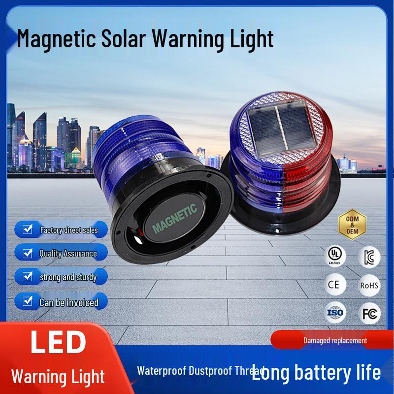 Magnetic Solar-Powered Strobe Light for Cranes, Vehicles, and Marine Use
