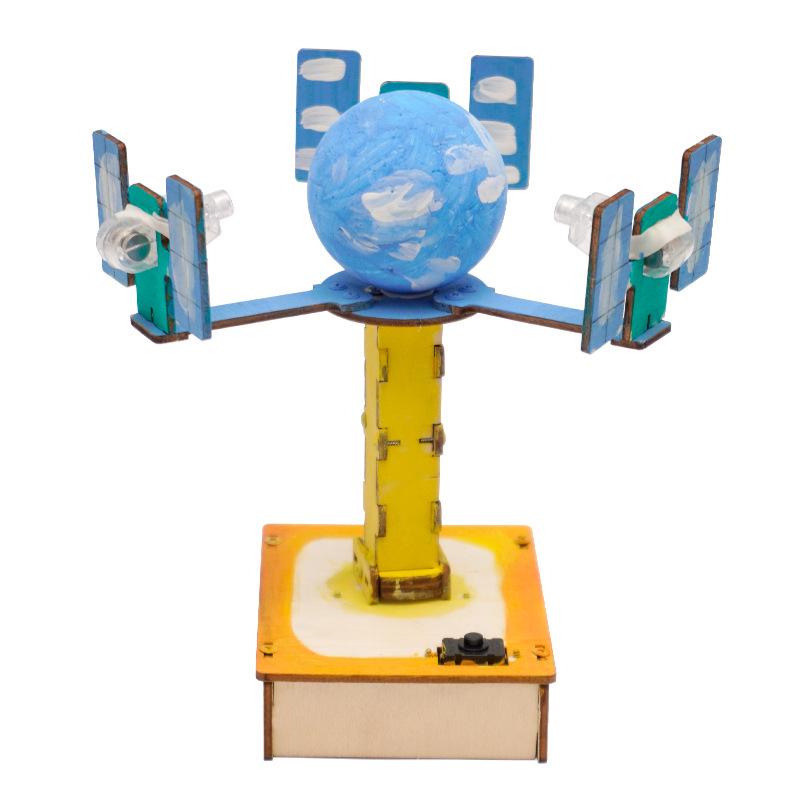 Wooden DIY Geostationary Satellite Model Kit for Kids - Fun Science Education