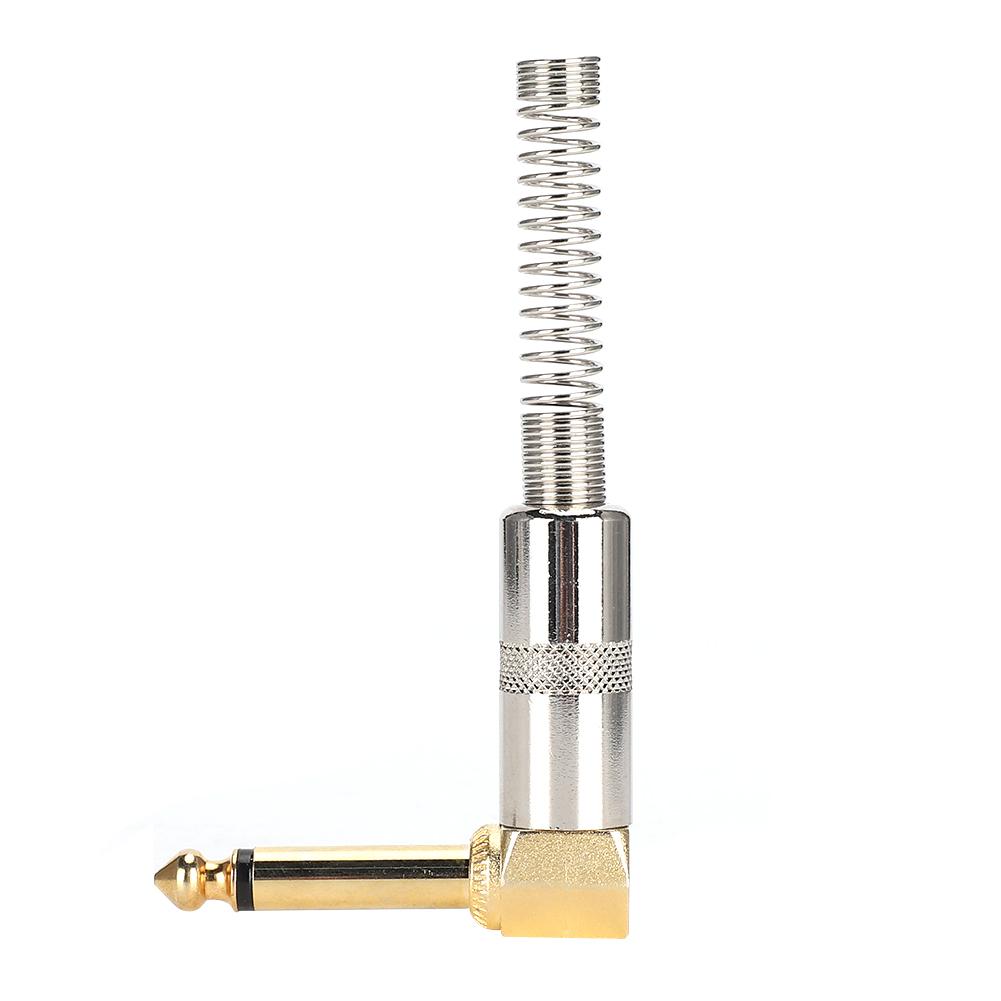 Gold Plating 90 Degree Curve Mono 6.35mm Male Electric Guitar Microphone Cable Welding DIY Plug