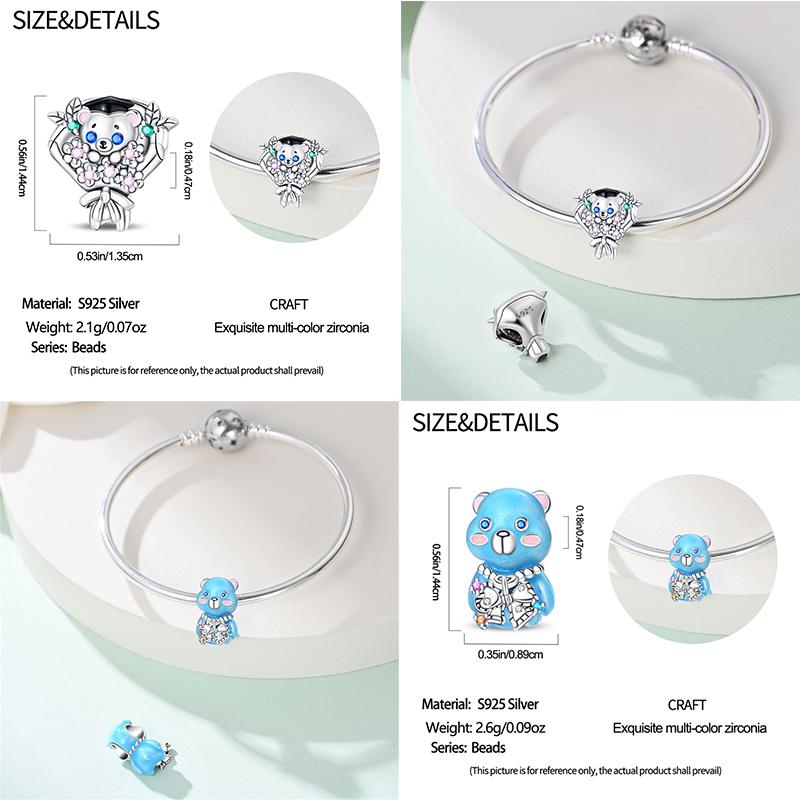 Süßes Kupfer Zirkuskleid Blumen Plüsch Junggesellenhut Bärenanhänger Perlen 3mm DIY Schmuck