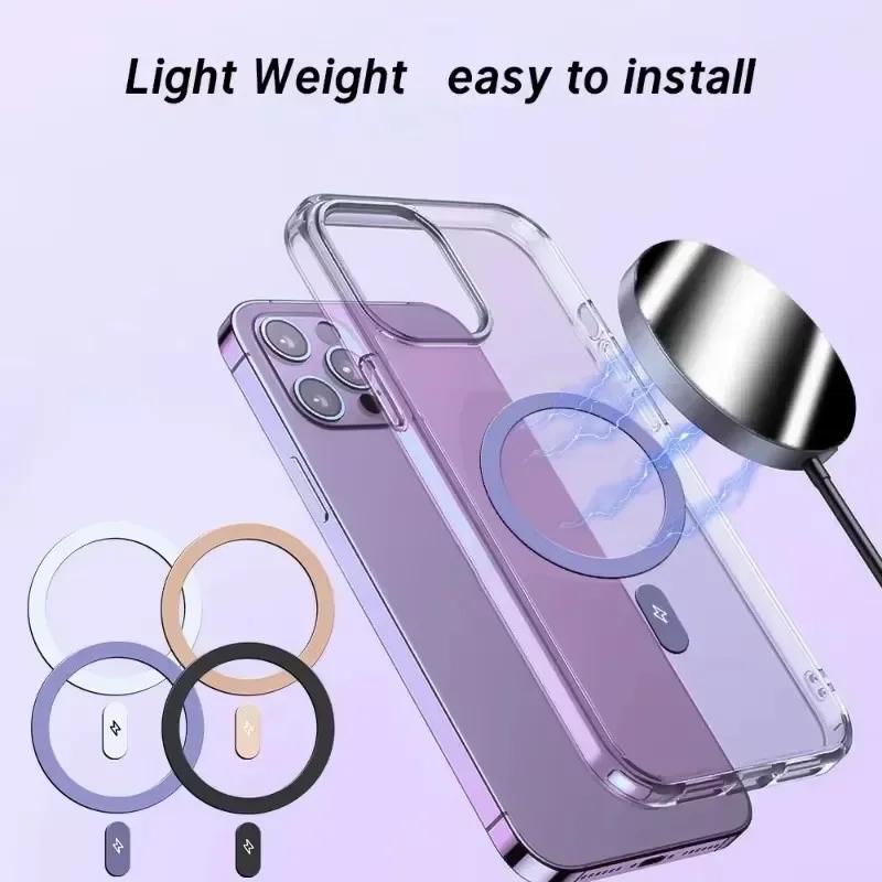 1/5KS Magnetická nálepka Kovový kroužek pro Magsafe Bezdrátové nabíjení Kruhový nabíjecí disk Magnetické nálepky Pro iPhone 16 15 13 Pro Max