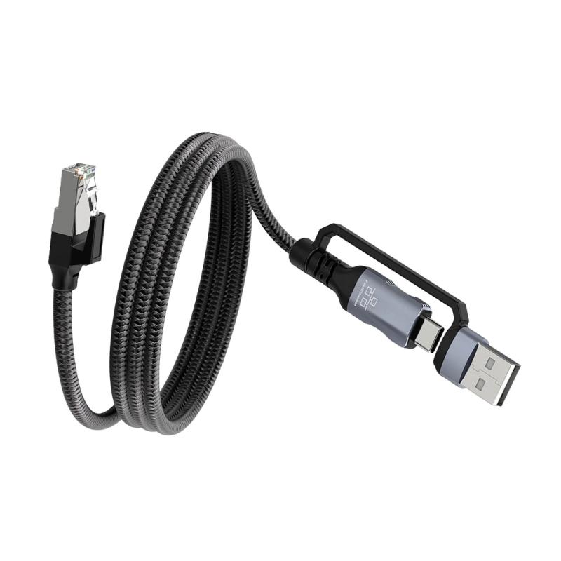 Braided Type C & USB Ethernet Cable 1.8 Meter 100Mbps Networking Connector Wire For Mobile Devices Computers