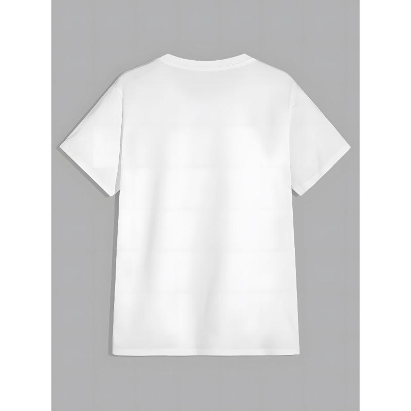 European Size Surrealist Graphic Print Oversized White T-Shirt for Women - Eye-Catching Colorful Design Featuring Blue