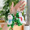 Plush Cartoon Frog Keychain Blue Red Scarf Stuffed Frog Car Key Ring Backpack School Bag Charm Purse Pendant Hanging Decoration Ornament
