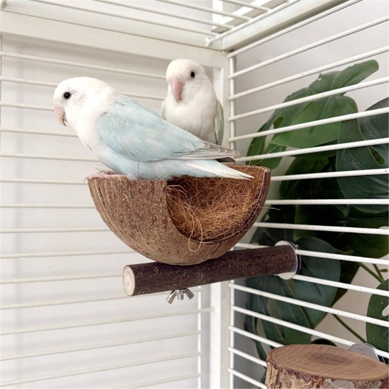 Kokosnussschalen Vogelnesthütten Kleintierhaus Haustierkäfig Lebensräume Dekoration Atmungsaktiv Kokosnussschale Vogelkäfigzubehör