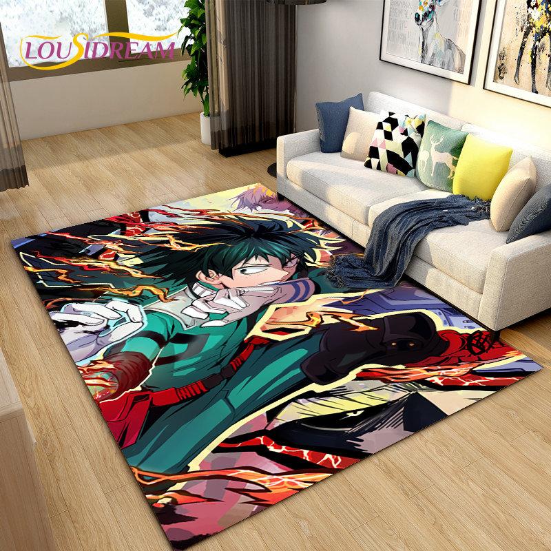 Tappeto Area Grande Anime Giapponese My Hero Academia, Tappeto per Soggiorno Camera da Letto Divano Zerbino Decorazione, Tappetino Antiscivolo per Bambini