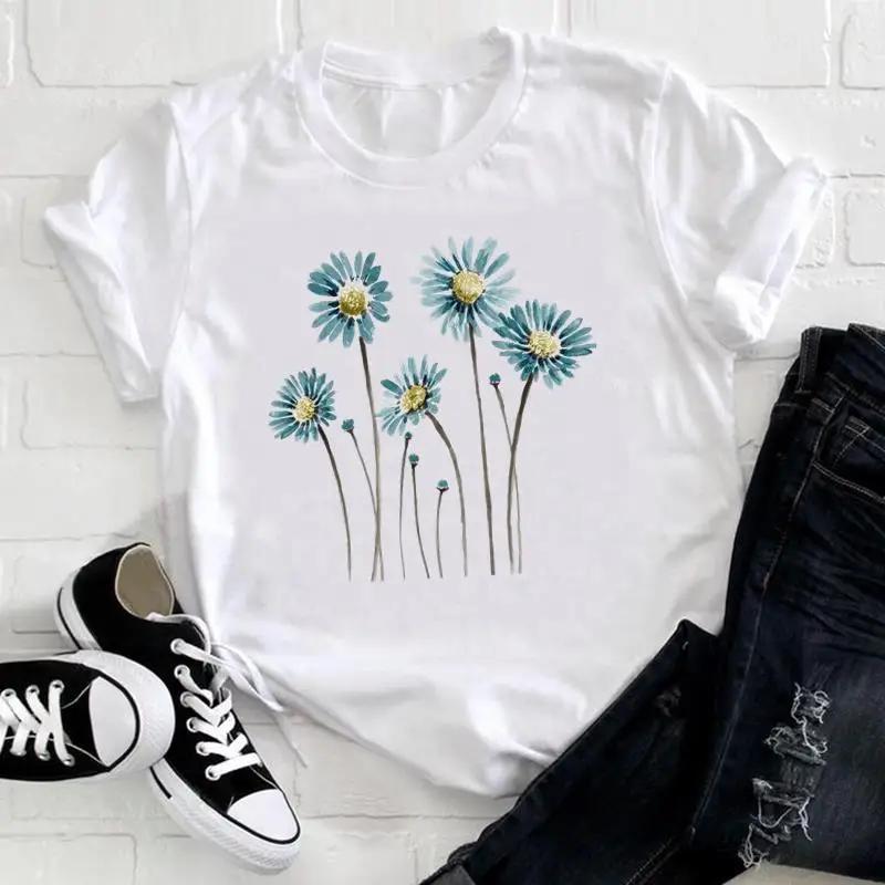 Flowers Instagram Explosion in Europe and The United States Clothing Top Shortsleeved Tshirt Oversized T Shirt Tops