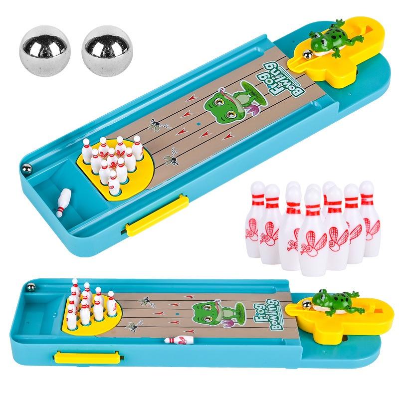Cute Animal Mini Bowling Set Frog Desktop Toy For Kids, Interactive Learning Game