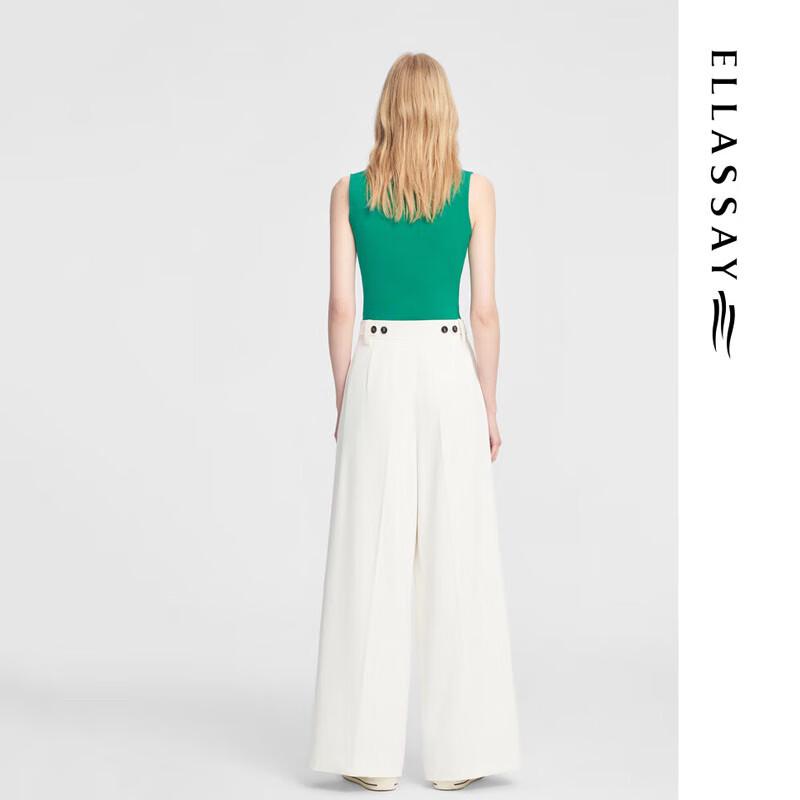 ELLASSAY Pleated Wide-Leg Straight Loose Trousers for Women