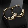 Atoztide Personalized Name Stainless Steel Letter Earrings For Women 3 Color Custom Name Cricle Earrings Weddings Party Jewelry