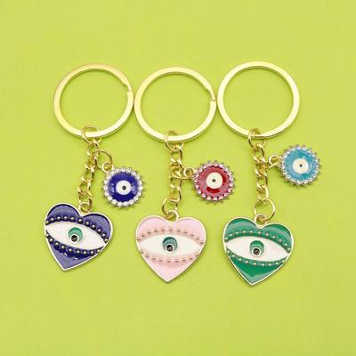 Gold Plated Enamel Evil Eye Heart Earrings for Women - European Street Style