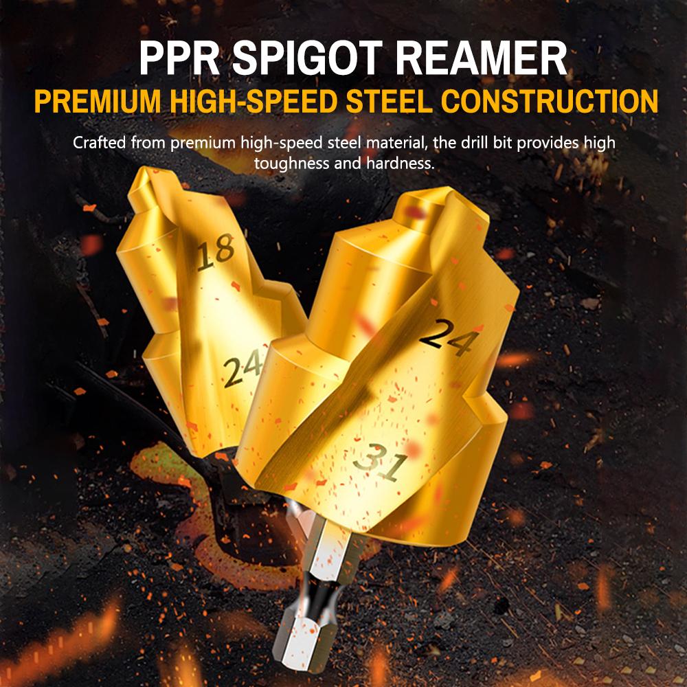 High Speed Steel Spigot Reamer Hexagonal Shank PPR Plastics Pipes Reaming Bit Spigot Expander