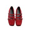 Silver French Retro Ballet Shoes Women's 2025 Summer Square Head Light Mouth Bow Height Increase Within 6 Cm Small Single Shoes