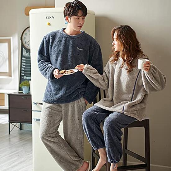 Matching Pajamas for Men and Long Couples Pajama Perfect for Perfect as a Gift for or Christmas D.IIZOO Women, Sleeve, Fall/Winter Set, Couples,