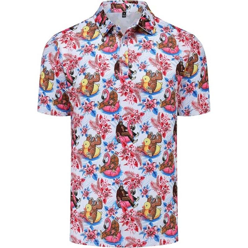 

Quick Drying Men s Golf Polo Shirt Short Sleeve Moisture Wicking Sweat Wicking Performance Casual Fun Golf Polo Shirt Men 3XL