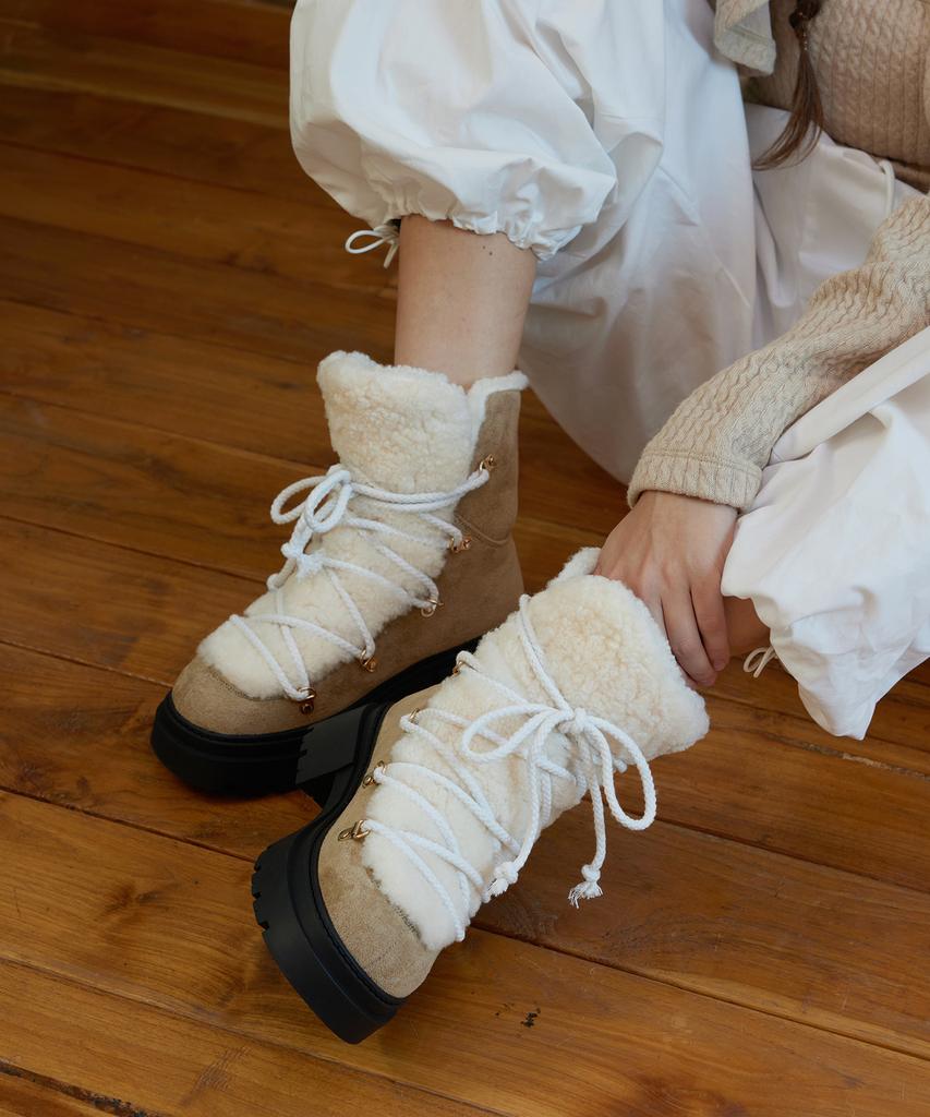 Cesti Urban Cozy Fur Worker Boots (Beige)