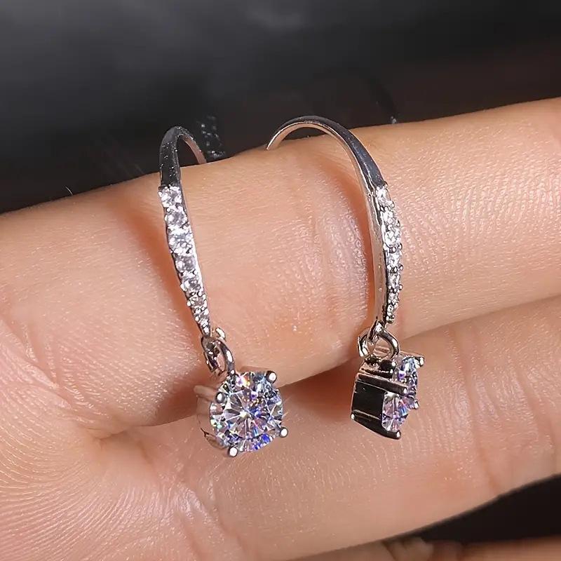 925 Sterling Silver Six-Prong Moissanite Stud Earrings for Women - 1 Carat Fashion Pendant Earrings