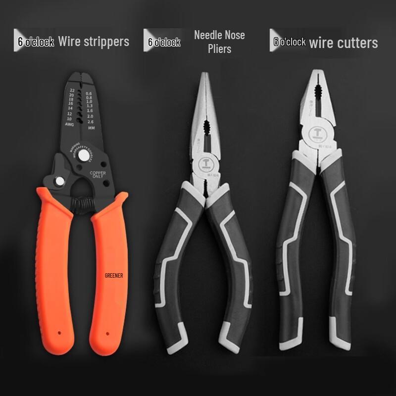 Green Forest 6-inch Industrial Pliers 3-Piece Set CN plug (adapter included)