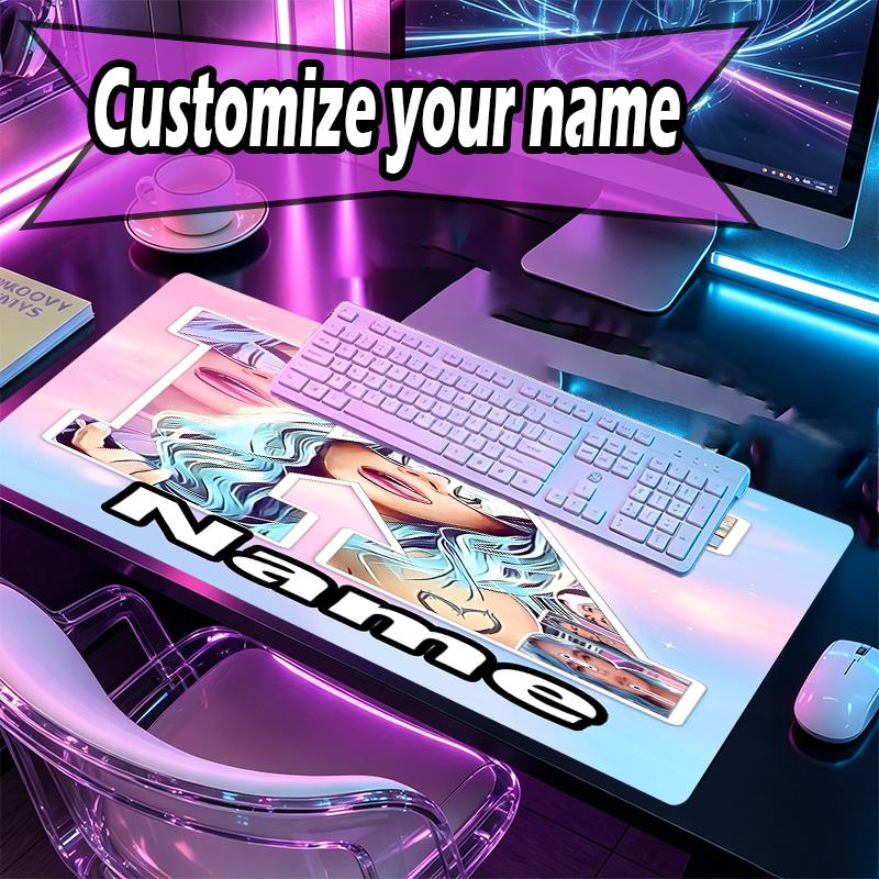 Custom Name Personalized Karol G Pattern Mousepad, Laptop PC Desk Mat, Decorative Desk Mat for Home Keyboard Pad Gift