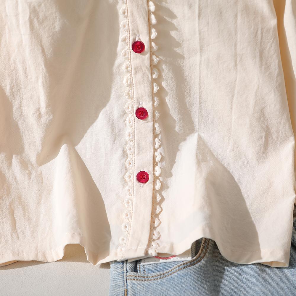 Girls Casual Shirt 100% Cotton Blouse Strawberry Embroidered Collar Long Sleeves Button Front 2-6 Years Kids Fashion Clothing