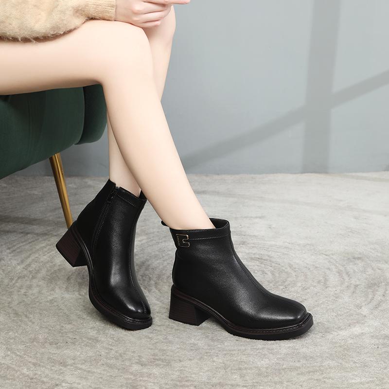 Fashion AIYUQI Women Dress Boots Winter 2025 New Genuine Leather Women Ankle Boots Natural Wool Warm Winter Shoes Boots Ladies