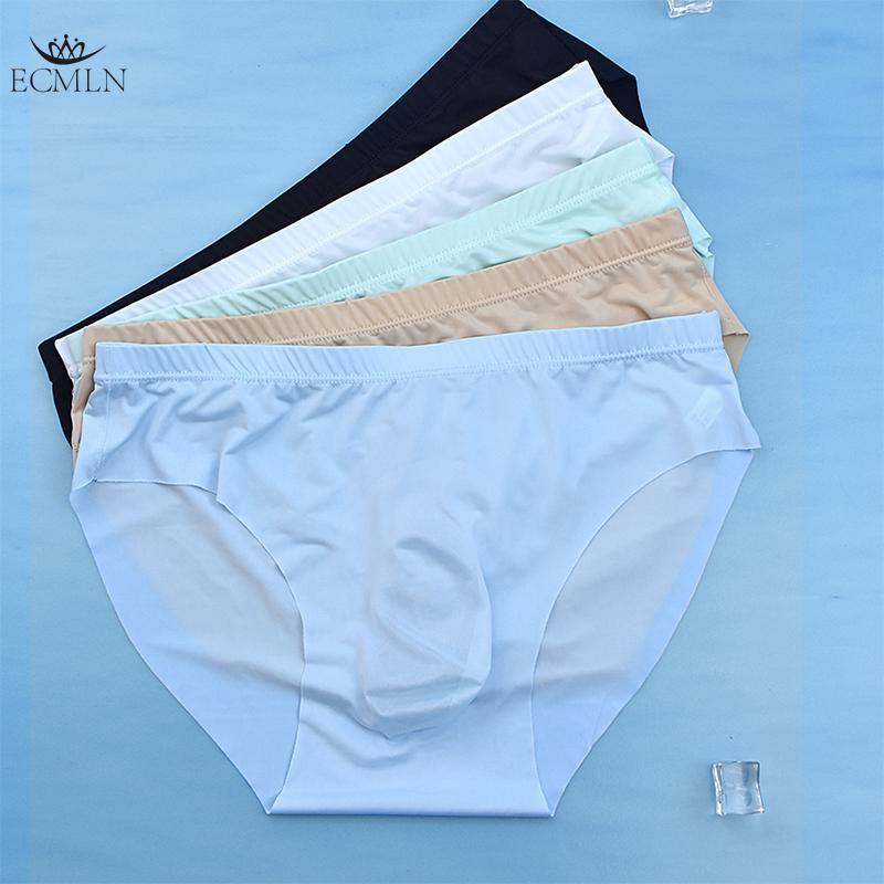 3D Men's Ice Silk Briefs Summer New Ultra-thin Transparent Seamless Sexy Quick-drying Trendy Breathable Underwear Panties