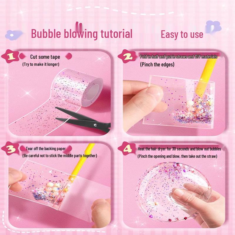 Nano Gel Squishy Toy Craft Kit - Double-Sided Tape & High Viscosity Bubble Blowing Set