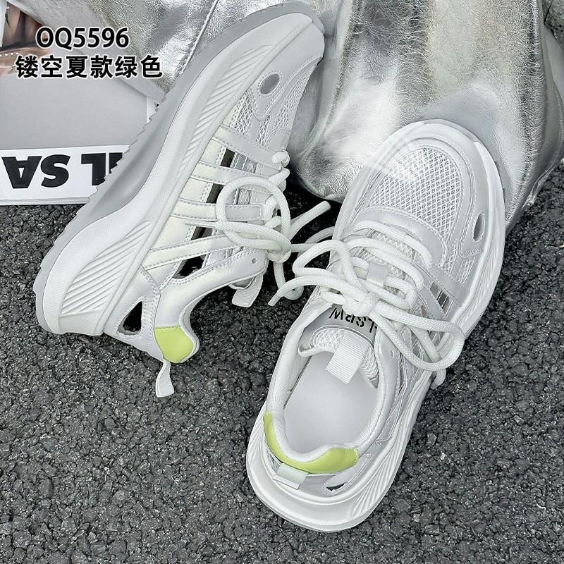 Leather hollow dad shoes summer new mesh breathable platform casual sports sandals 35