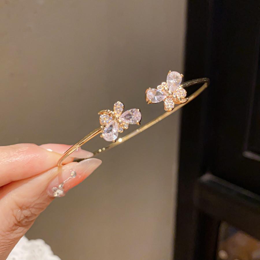 Butterfly Zircon Open Cuff Bracelet For Women Jewelry Accessories