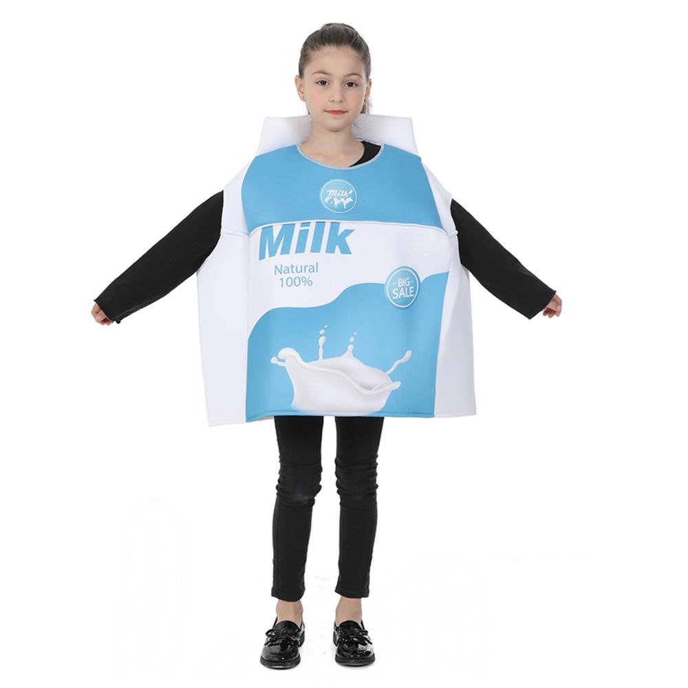 Lustiges Lebensmittel-Cosplay für Kleinkinder, Keksmilch-Kostüm für Kinder, Halloween-Kostüm für Jungen und Mädchen, Weihnachtsparty-Outfit