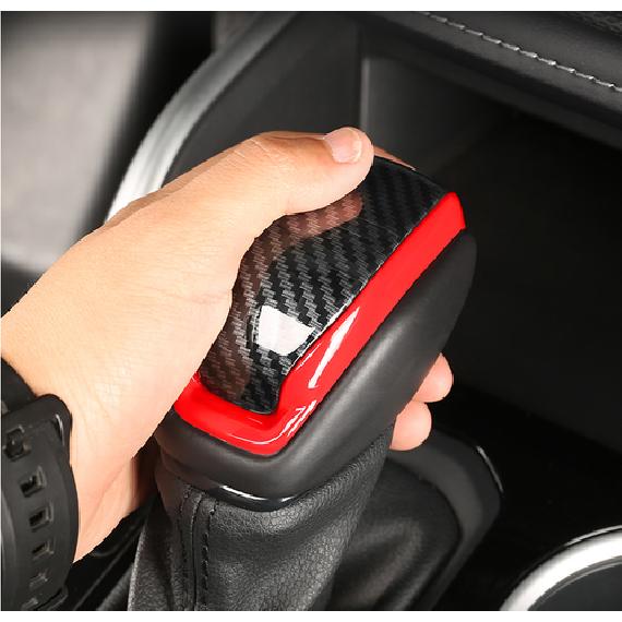 Red&Carbon fiber Gear Shift Knob Cover Trim 1pcs For Toyota -2024 Highlander