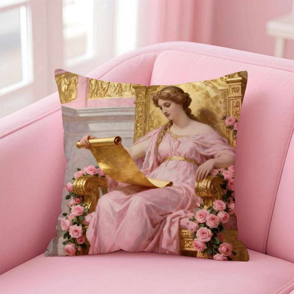 CClassical Western Beauty and Flowers Cushion Cover Pillow Case Soft Friendly Fabric  Concealed Zipper