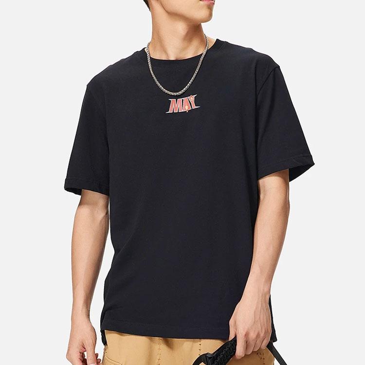 Li-Ning X Boring Ape Trendy Sportswear Cartoon Print Round Neck Short Sleeve T-Shirt Men Tops Black AHSSD81-1