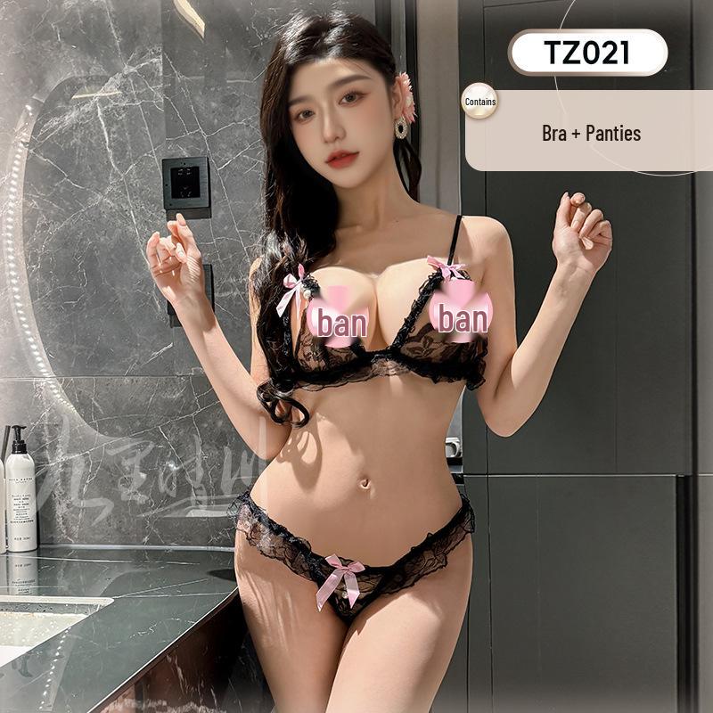 Jiuli Qingchuan Sexy Sheer Lingerie Set - Pure Desire See-Through Pajamas with Webbing Fun.