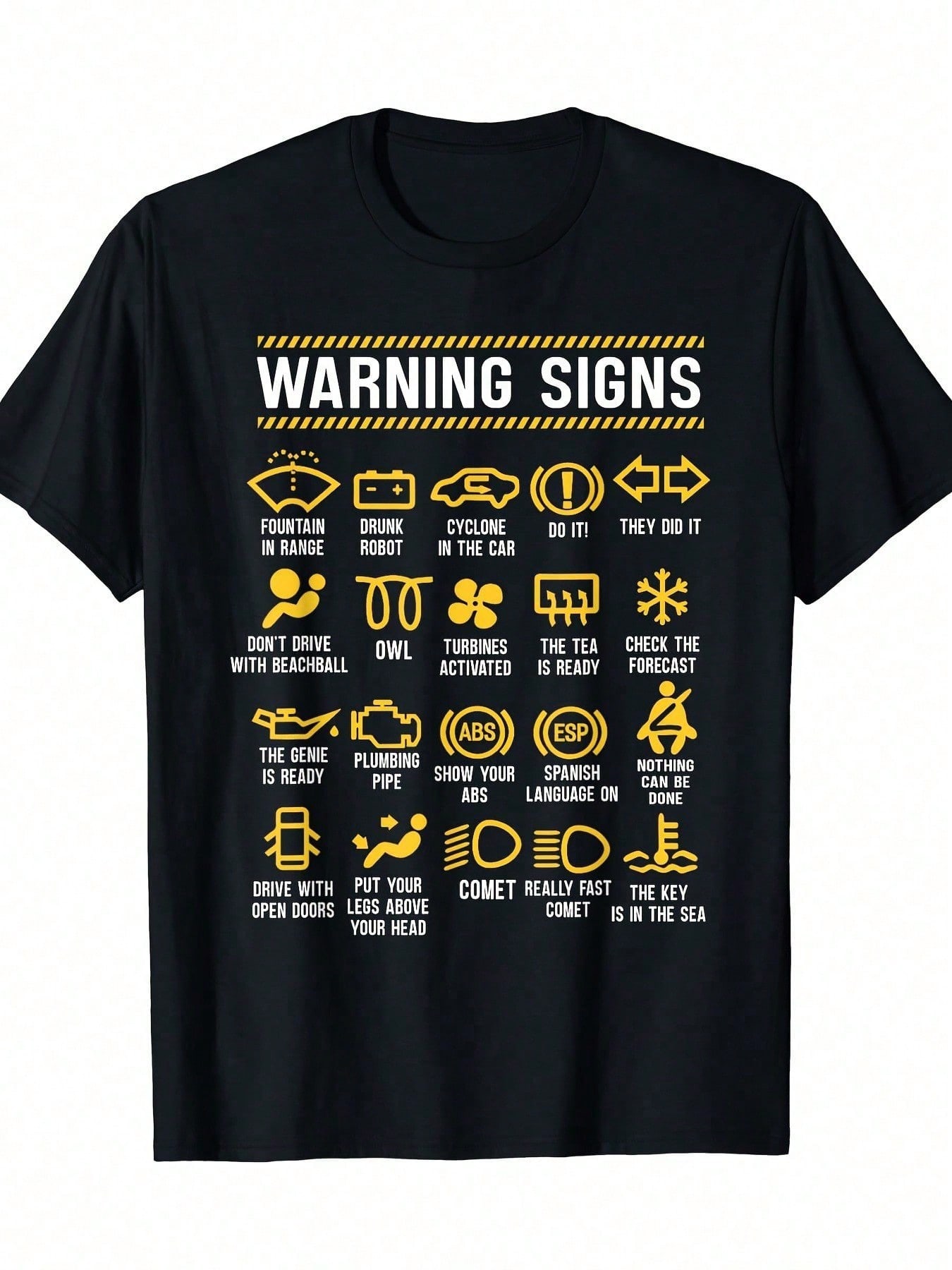 100 Cotton 1 Warning Sign 101 Fun Auto Mechanic TShirt Crew Neck Short Sleeves Geometric Pattern Knitted Fabric S