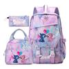 3 Piece School Backpack Set for Students Large Capacity Oxford Cloth Schoolbag with Shoulder Strap and Pencil Case