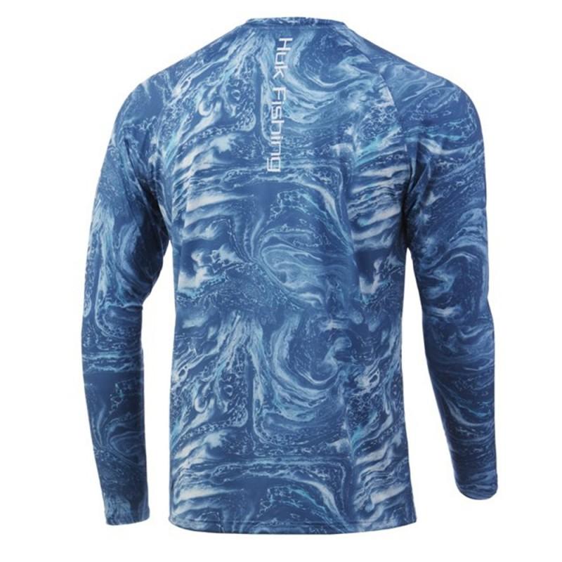 Mens Quick-Dry UV Protection Fishing T-Shirt Long Sleeve Crew Neck Summer Outdoor Sports Cycling Apparel
