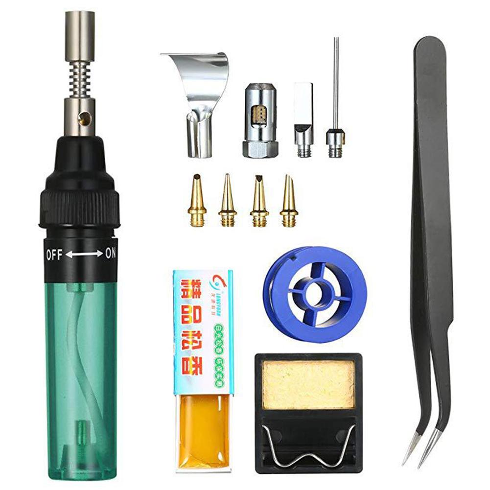 13PCS Gas Soldering Iron 3-In-1 Cordless Butane Torch Welding Pen 1300°C Adjustable Burner Mini Butane Welder Universal