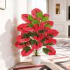 Large Indoor/Outdoor Faux Caladium Floor Plant with Water Drops - Home Display Decoration