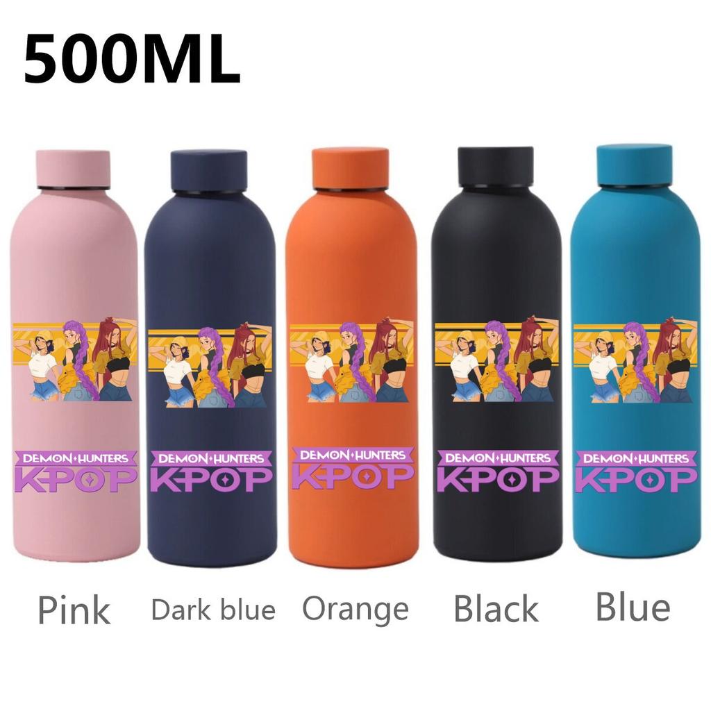 500ML KPop Dämonenjäger Cartoon Druck Sport Auslaufsicher Hohe Qualität Edelstahl Isoliert Wasserbecher Geburtstag Geburtstag Hohe Qualität Geschenke