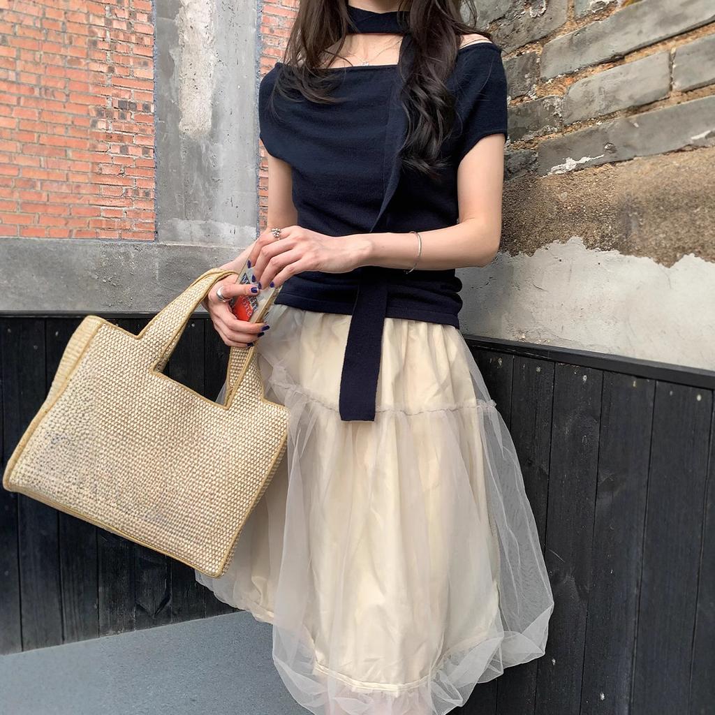 Girly Yarn Gauze Skirt Spring and Summer New Design Fluffy Bud Skirt Versatile A-shaped Skirt