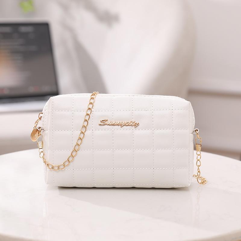 Lis fashionable retro polka dot printed small square bag, small and simple chain, mobile phone bag, messenger women's bag.